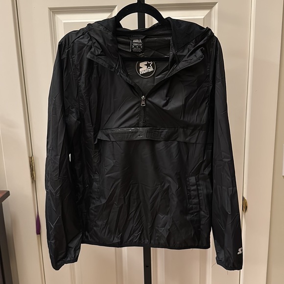 Starter Girls' Popover Packable Jacket Storm Star  1/4 Zip Black Hooded - Picture 4 of 16